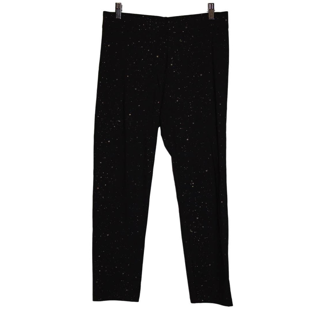 Women's J. Crew Metallic Splatter Leggings H4860 Black Gold Cropped Pants Size M